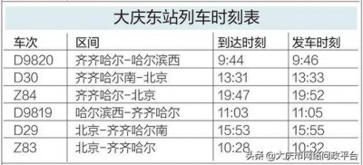​大庆市四个火车站“新时刻表”