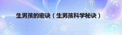 ​科学生男孩的方法(安床生男孩秘诀)