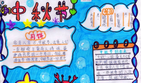 三年级手抄报中秋节,中秋节手抄报一等奖 第一名三年级图1