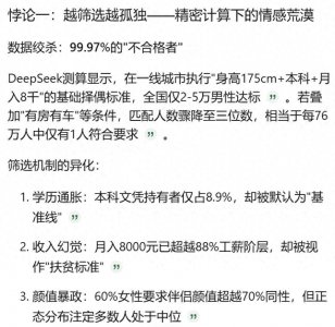 ​为什么越催婚越单身？DeepSeek用数据拆解当代婚恋市场的3大悖论