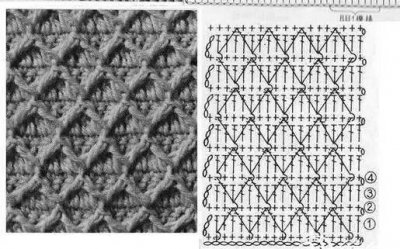 ​分享一组钩针交叉花样图解，收藏起来留着用