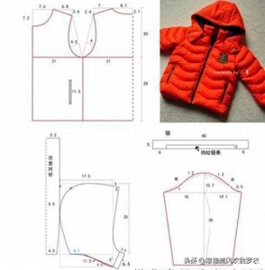 ​儿童冬季棉衣羽绒服裁剪图纸样参考