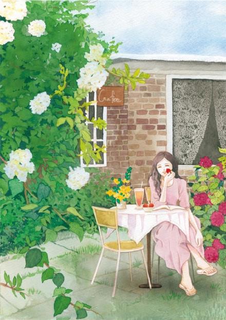 非常好看的暖色调水彩插画作品，太喜欢画里的场景了